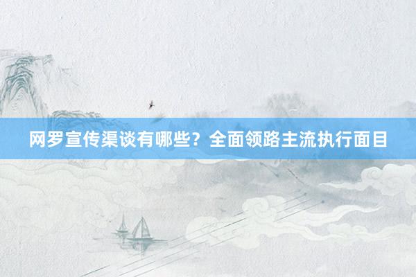 网罗宣传渠谈有哪些？全面领路主流执行面目