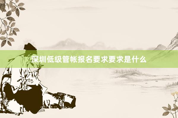 深圳低级管帐报名要求要求是什么